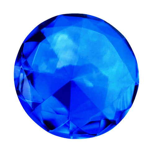 Giant 60mm Cut Glass Cobalt Blue Diamond Jewel Paperweight