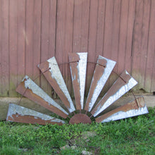 Rustic Metal Half Windmill Garden Sculpture Outdoor Decor