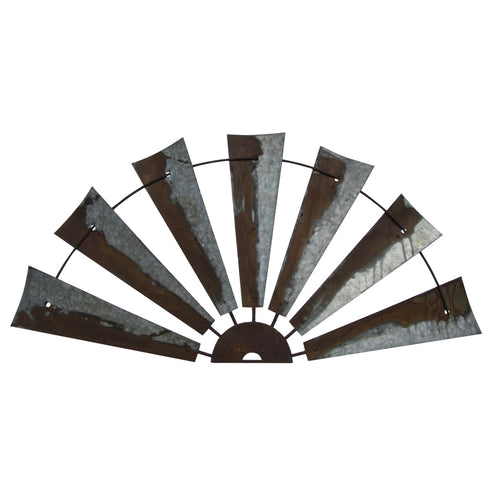 Rustic Metal Half Windmill Garden Sculpture Outdoor Decor