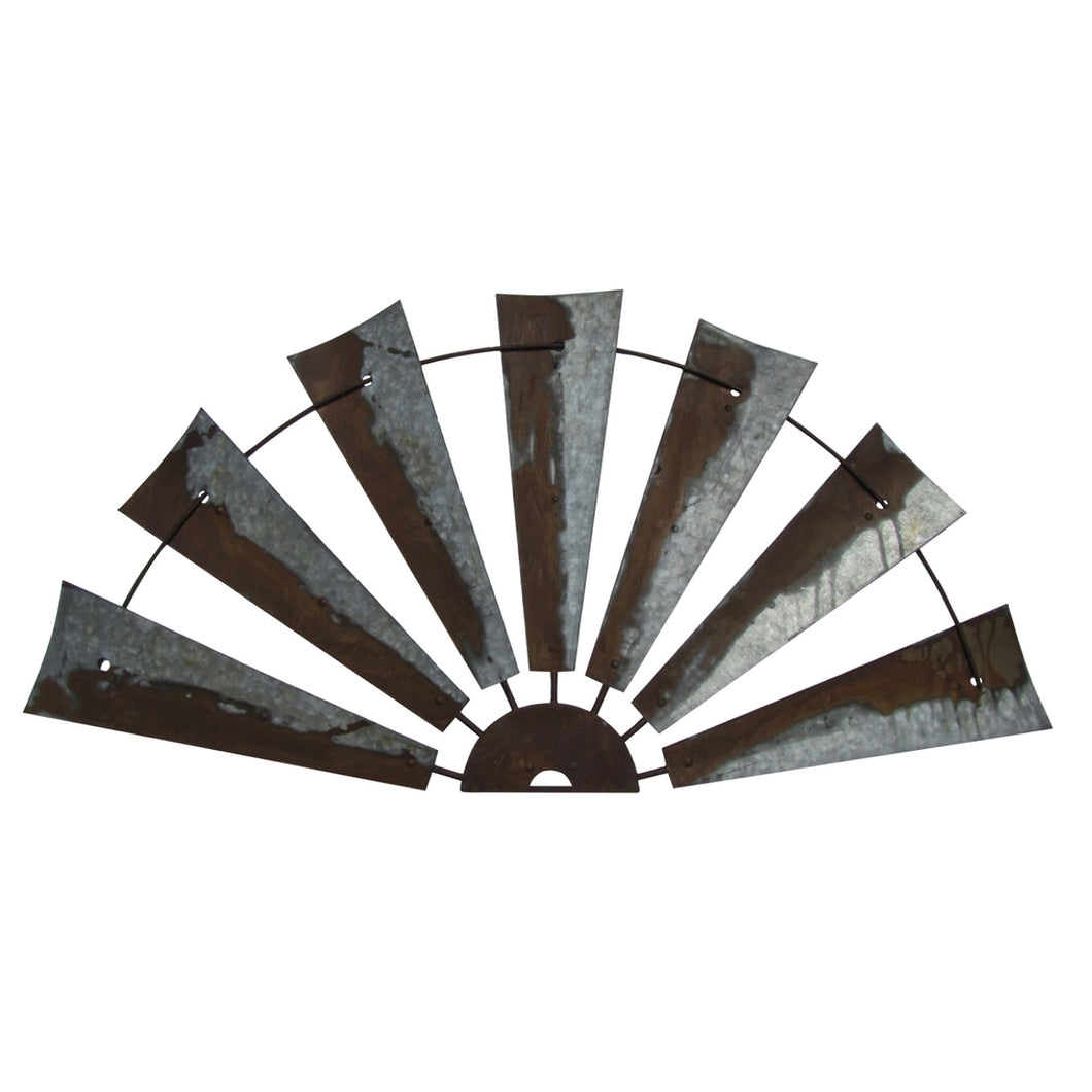 Rustic Metal Half Windmill Garden Sculpture Outdoor Decor