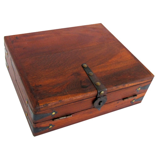 Antique Reproduction  Folding Portable Wood Document Box