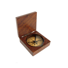 Vintage Style Old Wood Box Navigational Compass