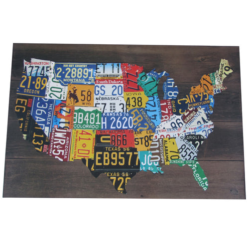 Wooden USA Shaped License Plate Map  Pub Bar Wall Art