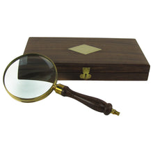 Antique Brass and Wood Turned Hand Lens Magnifying Glass