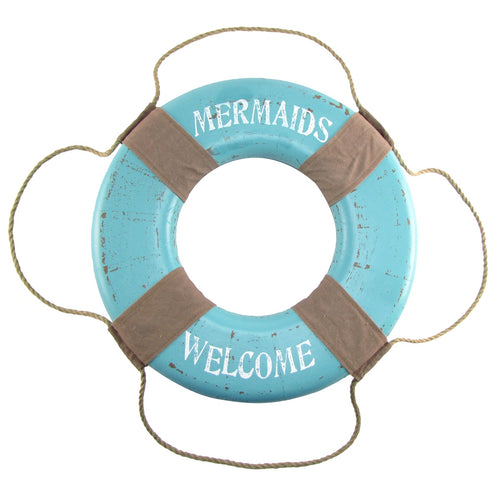 Welcome Mermaids Life Preserver Nautical Wall Decor