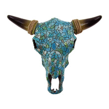 Southwestern Turquoise Mosaic Skull & Horns Wall Decor