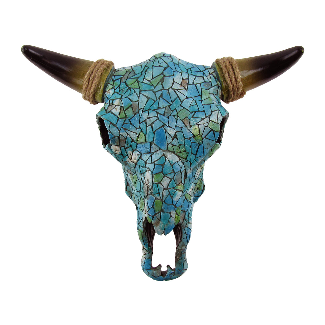 Southwestern Turquoise Mosaic Skull & Horns Wall Decor
