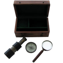 Antique Reproduction Travel Telescope, Nautical Marine Compass