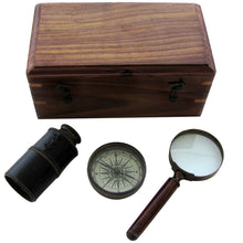 Antique Reproduction Travel Telescope, Nautical Marine Compass