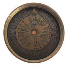 Solid Brass Nautical Pocket Sundial Compass with Cover and Leather Case