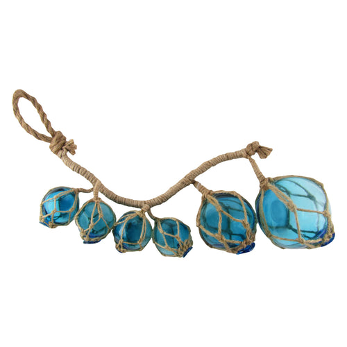 Nautical Fish Net Blue Glass Float Buoys