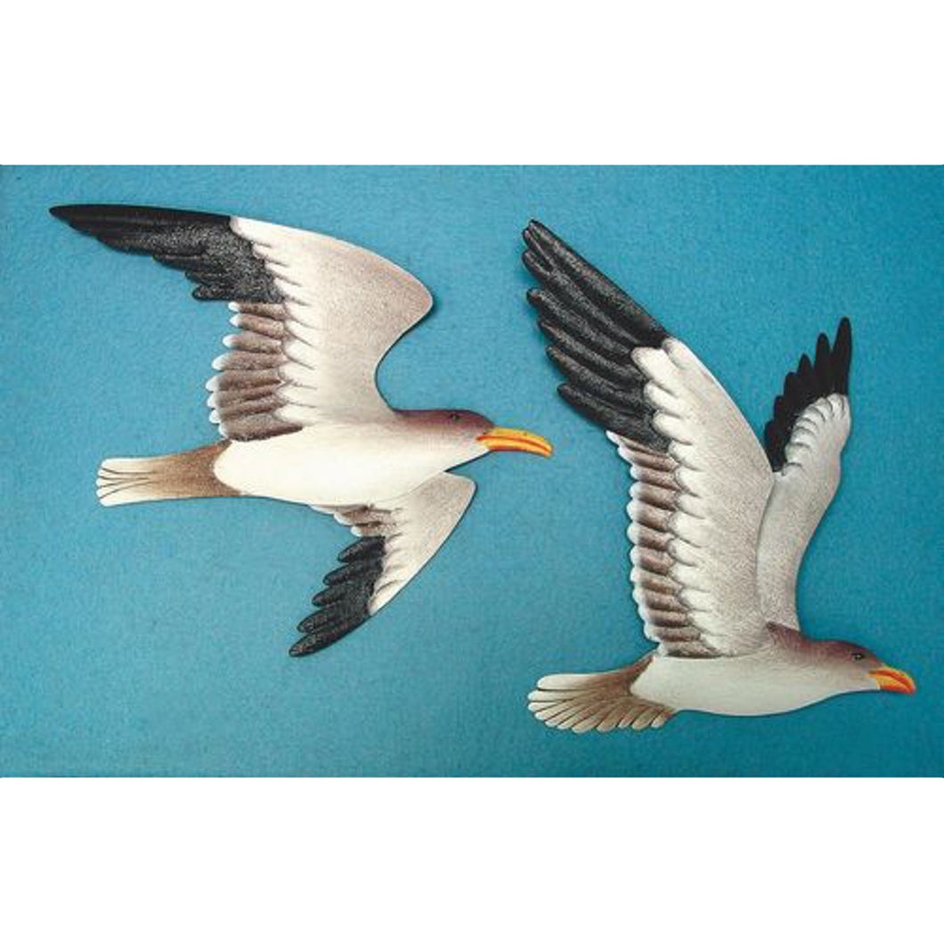 2 Metal Seagull Wall Plaques