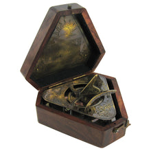 Vintage Style Heavy Brass Maritime Sundial Compass with Box