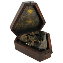 Vintage Style Heavy Brass Maritime Sundial Compass with Box