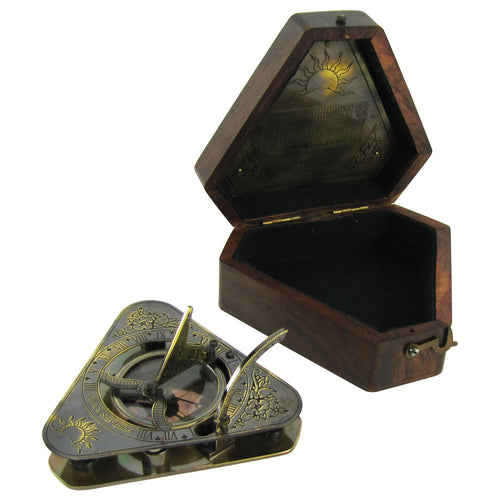 Vintage Style Heavy Brass Maritime Sundial Compass with Box
