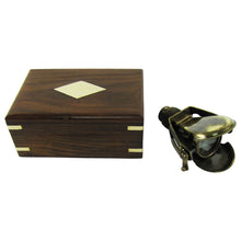 Solid Brass Traveling Telescope Monocular Set w/ Wood Box