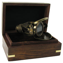 Solid Brass Traveling Telescope Monocular Set w/ Wood Box