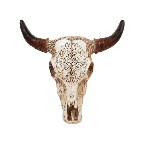 Southwestern Tooled Animal Skull and Horns Wall Art