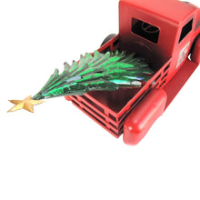 Red Metal Christmas Tree Farm Pickup Truck Decoration