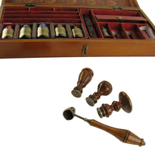 Wood Ink Writing & Brass Wax Seal Set/Stylus/5 Color inks/Spoon/Burner