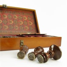 Wood Ink Writing & Brass Wax Seal Set/Stylus/5 Color inks/Spoon/Burner