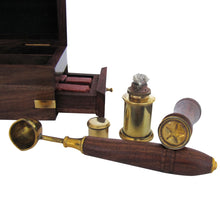 Vintage Antique Brass Wax Seal Stamp Set in Wood Box