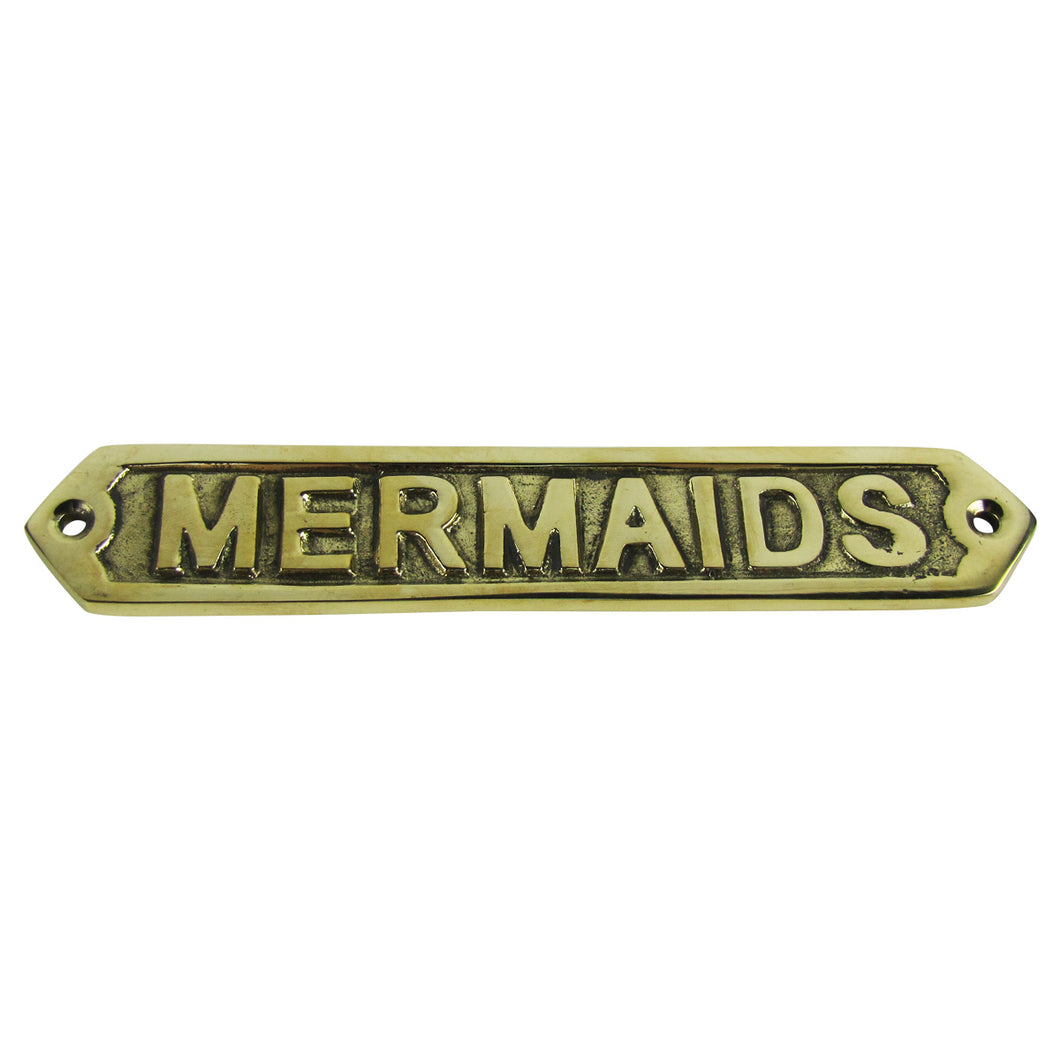 Solid Brass Mermaid Nautical Decor Ship's Sign