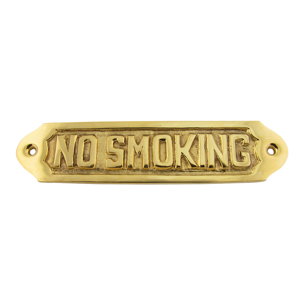 NO SMOKING Nautical Brass Ships Door Sign Maritime Plaque Home Wall Decor