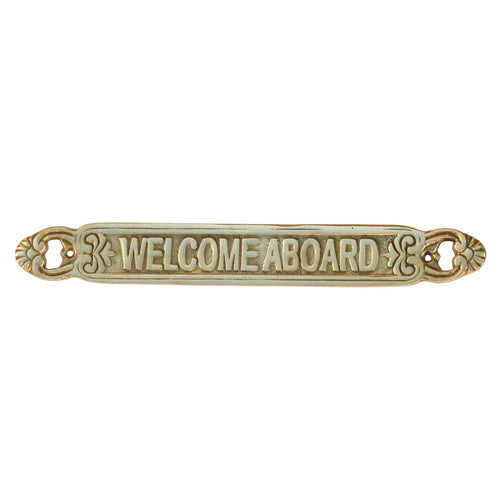 New Solid Brass Nautical Decor Ship's Sign Welcome Aboard