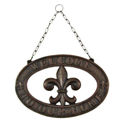 Cast Iron Fleur De Lis Welcome Sign Rustic Home Decor