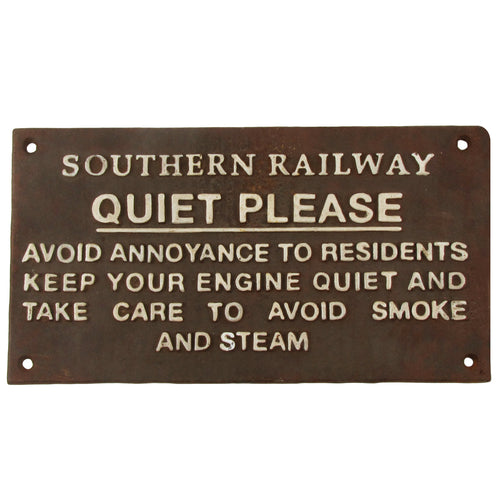 Antique Metal Quiet Please Engineer Train Sign