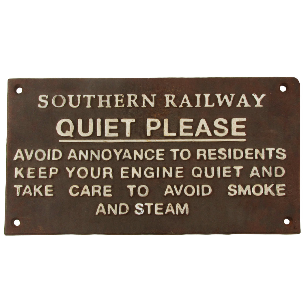 Antique Metal Quiet Please Engineer Train Sign