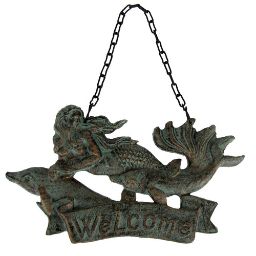Metal Mermaid Beach Welcome Wall Sign
