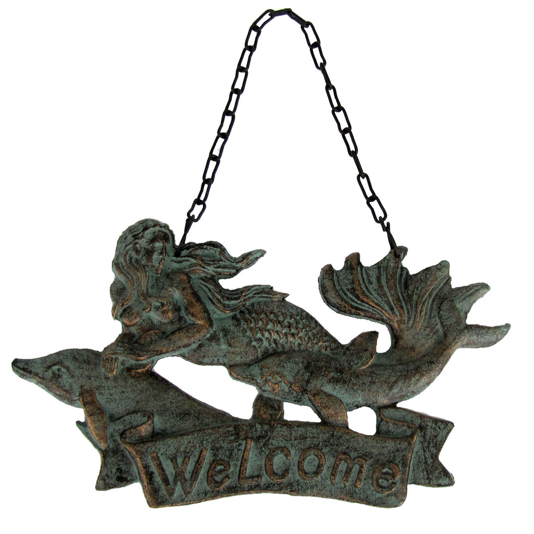 Metal Mermaid Beach Welcome Wall Sign
