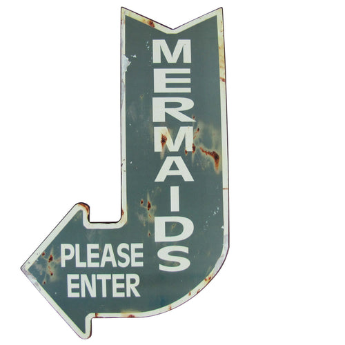 Vintage Mermaids Decor Please Enter Metal Sign
