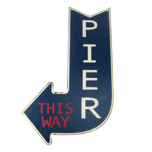 Seaside Large Metal Pier Arrow Beach Bar Wall Sign