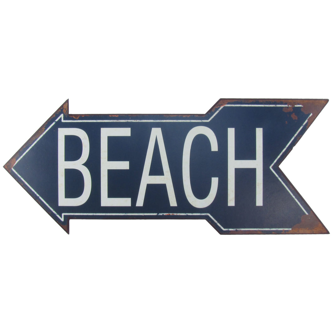 Large Tin Metal To Beach Arrow Sign