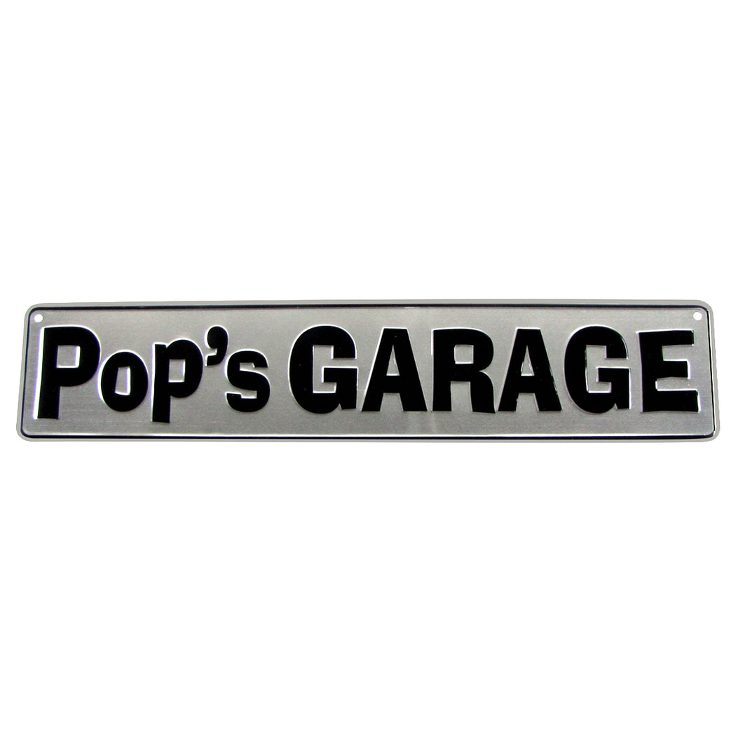 Pop's Garage Embossed Tin Sign Dad's Wall Decor