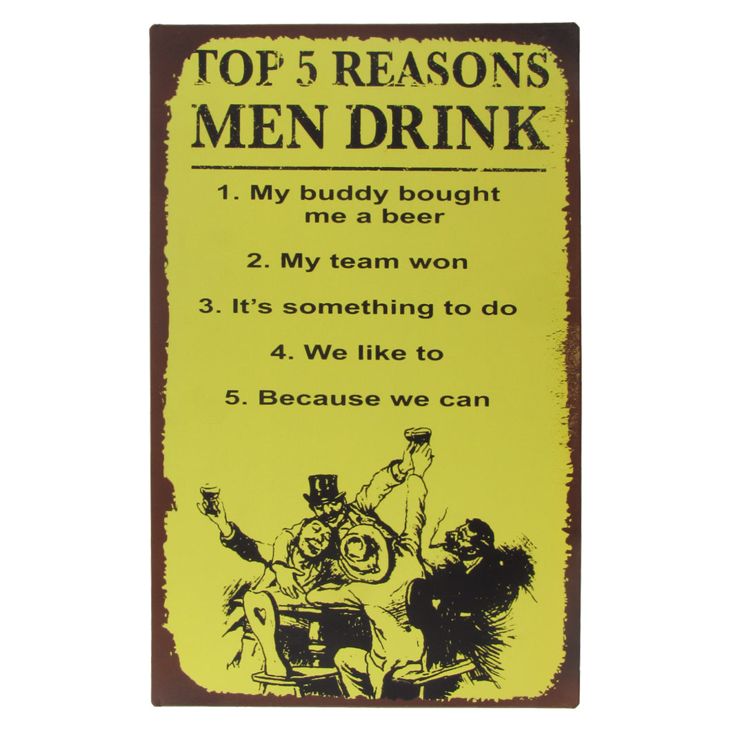 Funny Why Men Drink Metal Wall Sign