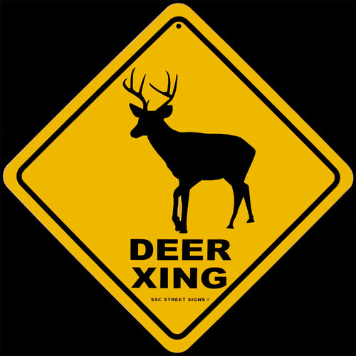 Warning Deer Xing Street Wall Street Sign
