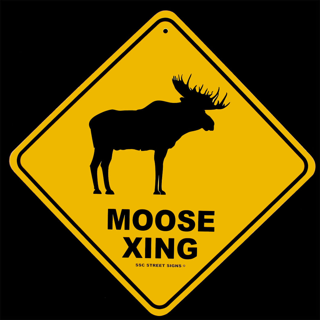 Rustic Warning Moose Xing Street Wall Street Sign