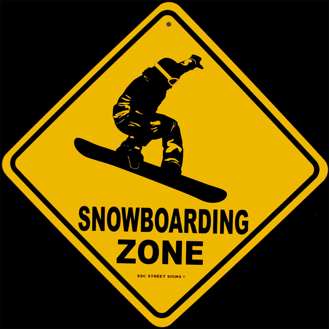 Metal Warning Snowboarding Xing Wall Sign