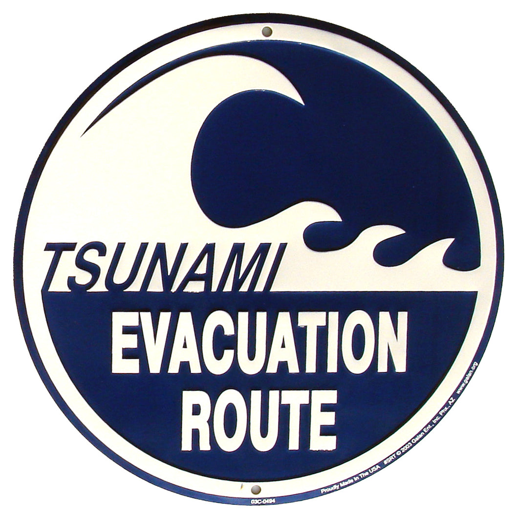 Tsunami Evacuation Route Nautical Metal Beach Road Sign