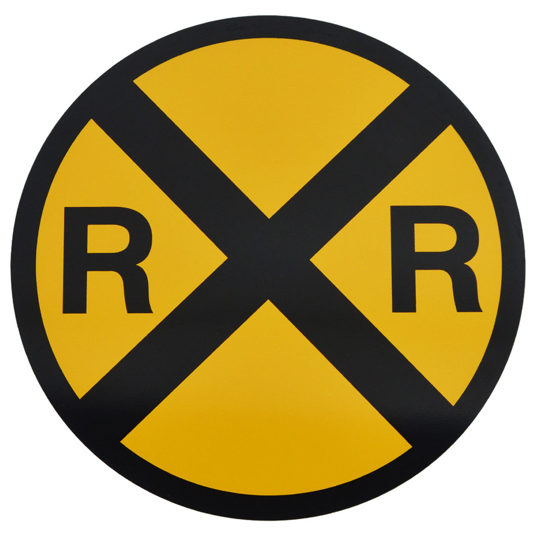 Yellow Caution Railroad Crossing Metal Street Sign