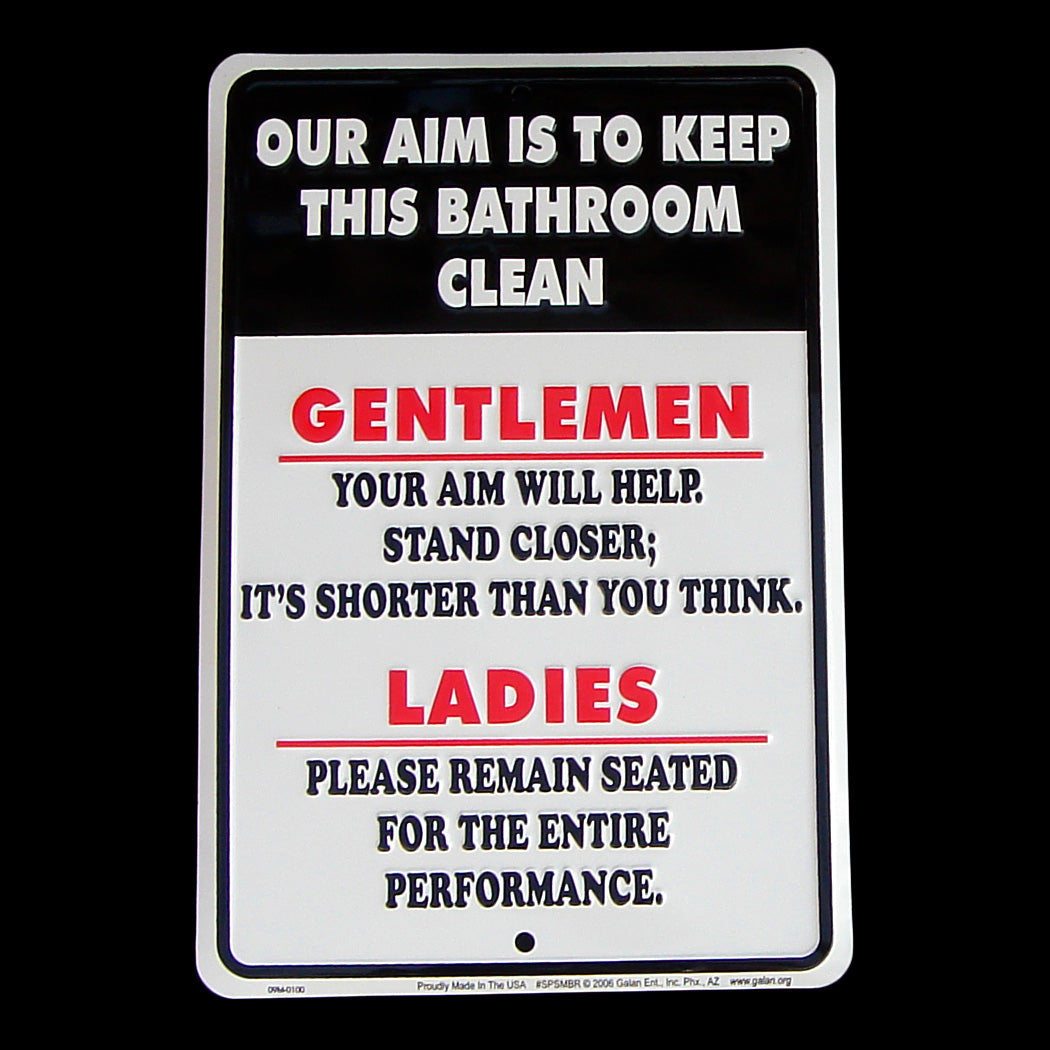 Our Aim is to Keep Bathroom Clean Tin Sign Metal Plaque Aluminum Bathroom Sign That Reads: