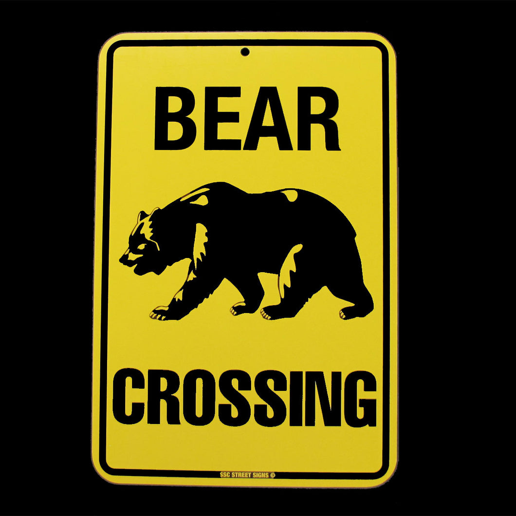 Rustic Warning Bear Xing Street Wall Street Sign