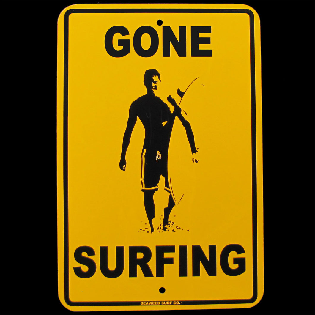 Metal Gone Surfing Wall Sign