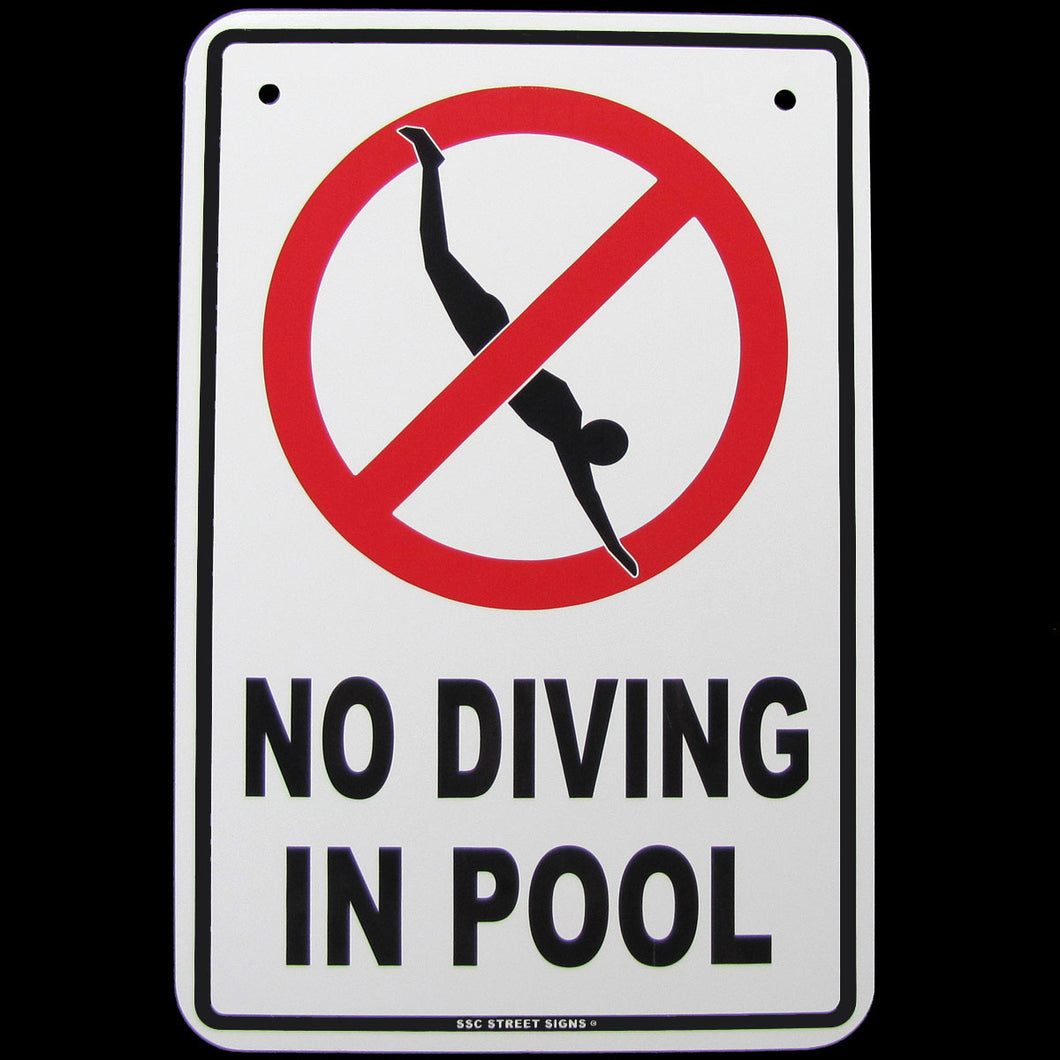 Danger No Diving in Pool Warning Wall Sign