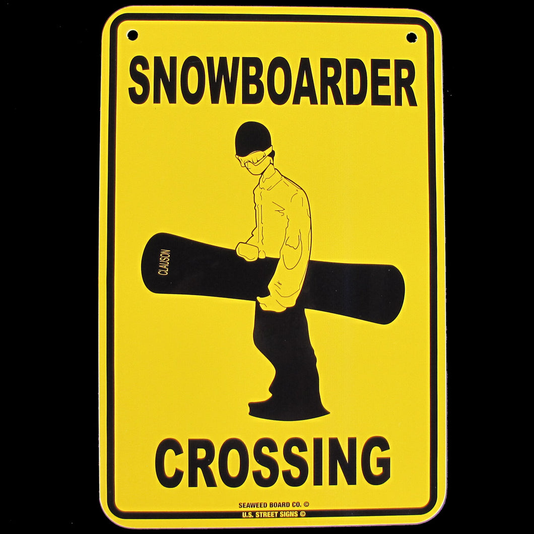 Metal Warning Snowboarder Xing Wall Sign