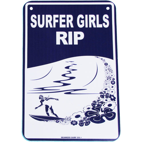 Metal Surfer Girls Rip Wall Sign